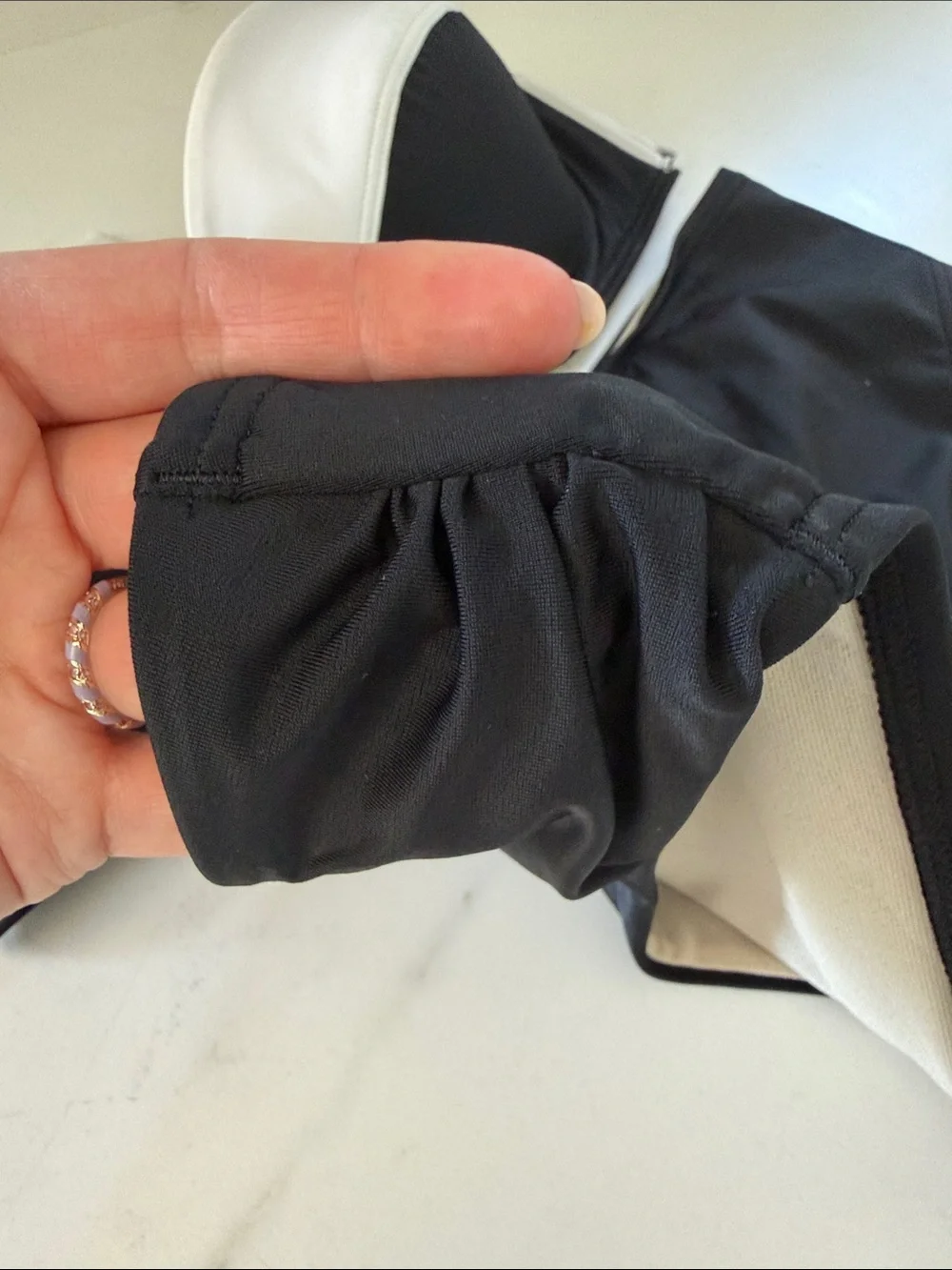 Echo Black White Bandeau Bikini Set strapless sz L swimsuit pinup style - Picture 7 of 7